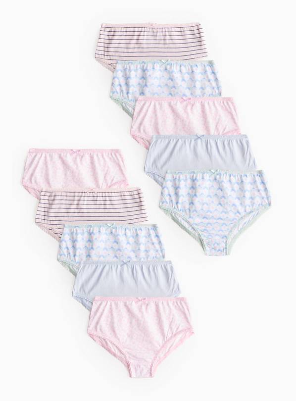 Pastel Floral & Stripe Printed Briefs 10 Pack 3-4 years